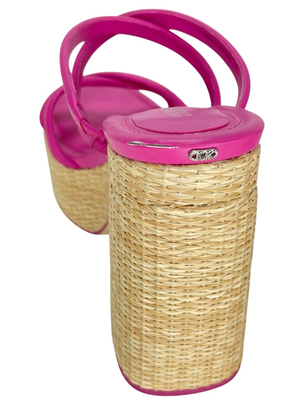 Michael Kors Corrine Pink Leather Raffia Womens Platform Sandals Size 11M - Picture 9 of 15